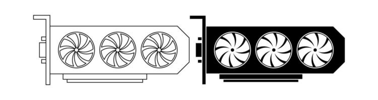 gráficos em processamento unidade gpu ícone conjunto isolado em branco fundo vetor