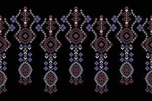 tradicional étnico motivos ikat geométrico tecido padronizar Cruz ponto.ikat bordado étnico oriental pixel Preto background.abstract, ilustração. textura, lenço, decoração, papel de parede. vetor