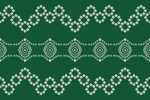 tradicional étnico motivos ikat geométrico tecido padronizar Cruz ponto.ikat bordado étnico oriental pixel verde fundo. abstrato, ilustração. textura, lenço, decoração, papel de parede. vetor