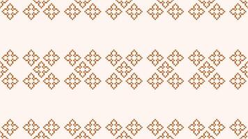 tradicional étnico motivos ikat geométrico tecido padronizar Cruz ponto.ikat bordado étnico oriental pixel Castanho creme fundo. abstrato, ilustração. textura, lenço, decoração, papel de parede. vetor