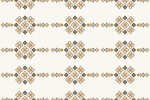 tradicional étnico motivos ikat geométrico tecido padronizar Cruz ponto.ikat bordado étnico oriental pixel Castanho creme fundo. abstrato, ilustração. textura, lenço, decoração, papel de parede. vetor