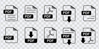 ilustrando pdf Arquivo formato símbolos, ideal para baixar botões, representando texto, imagem vetor