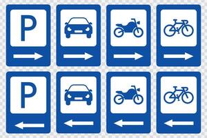 facilitar estacionamento com nosso simples azul retângulo estacionamento placa versátil Projeto para carros, motocicletas, e bicicletas. Claro orientação para urbano configurações vetor