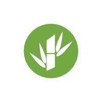 bambu logotipo com verde folha ícone modelo vetor