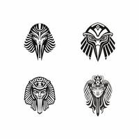 egípcio Deus horus logotipo ícone Projeto modelo. coleção do imagens do a sagrado egípcio falcão pássaro. animal e humano. elegante luxo ouro plano vetor