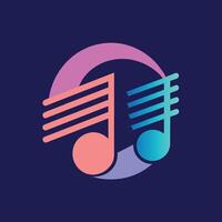 uma música Nota com uma menor musical Nota dentro, dentro uma lustroso e simples projeto, Projeto uma lustroso e simples logotipo para uma música transmissão serviço vetor