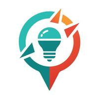 uma luz lâmpada posicionado às a Centro do uma circular forma, Projeto uma simples logotipo este transmite a idéia do comunicação vetor