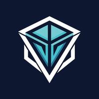 uma moderno geométrico logotipo apresentando azul e branco diamante formas contra uma Preto fundo, uma lustroso, geométrico Projeto inspirado de a Mais recentes avanços dentro artificial inteligência vetor
