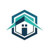 logotipo Projeto apresentando uma casa forma com uma verde teto, simples e moderno, uma minimalista casa forma cercado de negativo espaço, minimalista simples moderno logotipo Projeto vetor