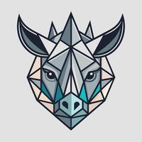 uma touros cabeça intrincadamente criada usando triângulos, exibindo uma único geométrico projeto, Projeto uma geométrico interpretação do uma rinoceronte cabeça para uma minimalista logotipo vetor