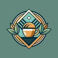 uma copo do café senta em uma mesa com folhas espalhados por aí isto, desenvolve uma moderno logotipo para uma na moda café comprar, minimalista simples moderno logotipo Projeto vetor