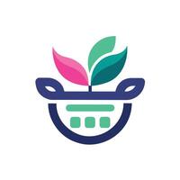 lustroso e contemporâneo logotipo Projeto para uma flor comprar, apresentando estilizado flores dentro uma moderno e limpar \ limpo estética, Projeto uma lustroso e contemporâneo ícone para uma bem estar produtos conectados loja vetor