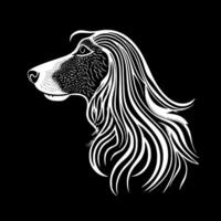 afegão cão de caça, Preto e branco ilustração vetor