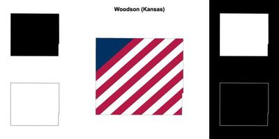 Woodson condado, Kansas esboço mapa conjunto vetor