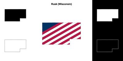 rusk condado, Wisconsin esboço mapa conjunto vetor