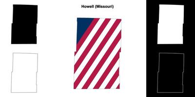 Howell condado, Missouri esboço mapa conjunto vetor