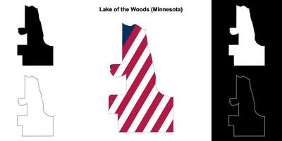 lago do a madeiras condado, Minnesota esboço mapa conjunto vetor