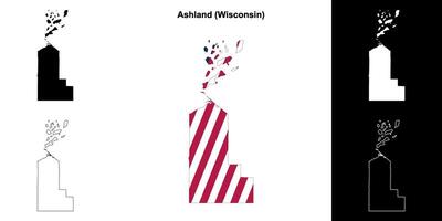 Ashland condado, Wisconsin esboço mapa conjunto vetor