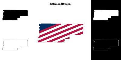 Jefferson condado, Oregon esboço mapa conjunto vetor