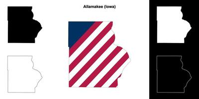 allamakee condado, iowa esboço mapa conjunto vetor