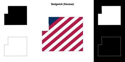 sedgwick condado, Kansas esboço mapa conjunto vetor