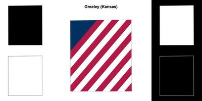 Greeley condado, Kansas esboço mapa conjunto vetor