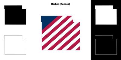 barbeiro condado, Kansas esboço mapa conjunto vetor