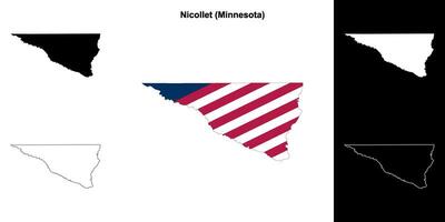 Nicollet condado, Minnesota esboço mapa conjunto vetor