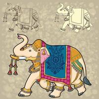 indiano tradicional Rajasthani pintura ornamental decorativo Pichwai elefante vetor