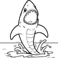 engraçado Tubarão coloração Páginas. Tubarão esboço para coloração livro vetor
