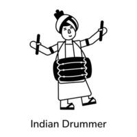 na moda indiano baterista vetor