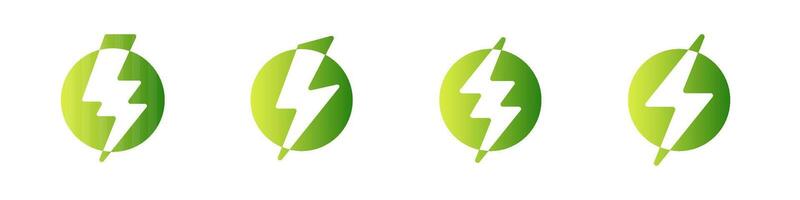 verde eco energia logotipo trovão energia e instantâneo parafuso ícone vetor