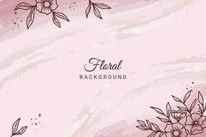 rústico floral fundo com mão desenhado folhas e flor enfeite vetor