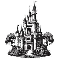 Antiguidade castelo esboço mão desenhado dentro rabisco estilo ilustração vetor