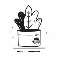 uma como desenho animado representação do uma em vaso plantar com folhas vetor