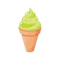 desenho animado Lima verde suave servir gelo creme cone ilustração vetor