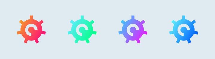 sistema sólido ícone dentro gradiente cores. configuração sinais ilustração. vetor