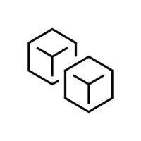 3d cubo ícone. simples esboço estilo. 3d modelagem, modelo, cafajeste, imprimir, construção, protótipo, tecnologia conceito. fino linha símbolo. isolado. vetor