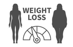 peso perda infográfico ilustração com mulher silhueta vetor