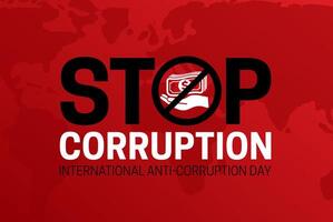 vermelho Pare corrupção e internacional anticorrupção dia fundo vetor