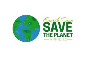 Salve  a planeta - terra dia logotipo ícone isolado vetor