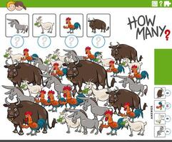 quão muitos contando jogos com desenho animado Fazenda animais vetor