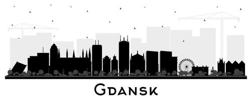 gdansk Polônia cidade Horizonte silhueta com Preto edifícios isolado em branco. gdansk paisagem urbana com pontos de referência. o negócio e turismo conceito com moderno e histórico arquitetura. vetor