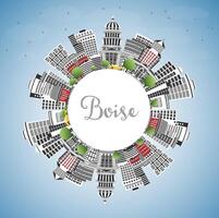 Boise idaho cidade Horizonte com cor edifícios, azul céu e cópia de espaço. Boise EUA paisagem urbana com pontos de referência. o negócio viagem e turismo conceito com moderno arquitetura. vetor