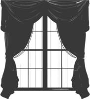 silhueta estético janela com cortina Preto cor só vetor