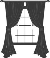 silhueta estético janela com cortina Preto cor só vetor