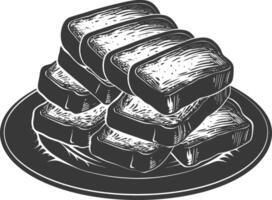 silhueta pão prato Preto cor só vetor