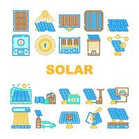 solar painéis energia poder Sol ícones conjunto vetor