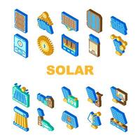 solar painéis energia poder Sol ícones conjunto vetor