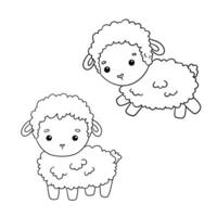fofa esboço cordeiro. mão desenhado rabisco esboço ovelha isolado em branco fundo. engraçado Fazenda animal para coloração livro vetor